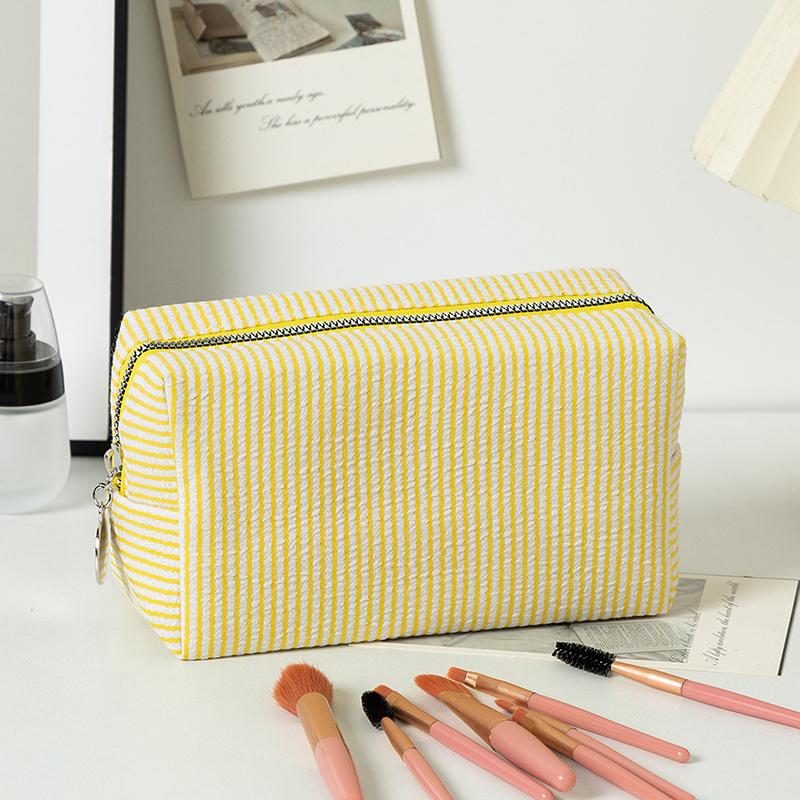 Свежая Простая Полосатая Косметичка Большой Вместимости Сумка для Макияжа Пенал Дорожные Сумки для Туалетных Принадлежностей Косметичка для Хранения Туалетных Принадлежностей
