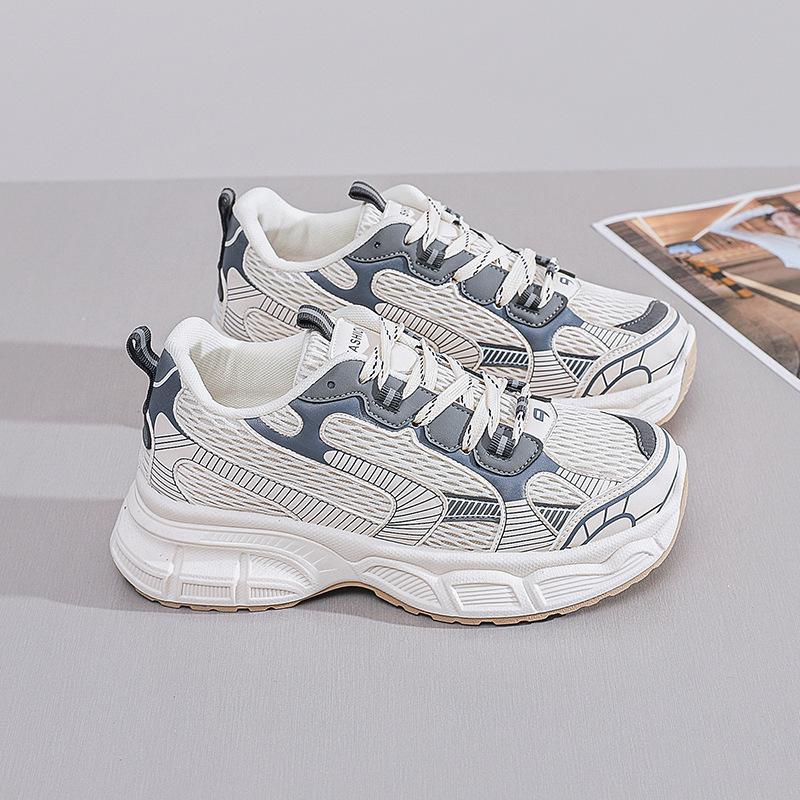 2024 лето новые дышащие кроссовки для папы в корейском стиле, повседневная спортивная обувь для студенток, женские кроссовки на платформе, увеличивающие рост