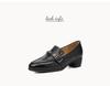 [Hand held sheepskin] 2026 spring round toe thick heel deep mouth commuting women's singles shoes British style loafers