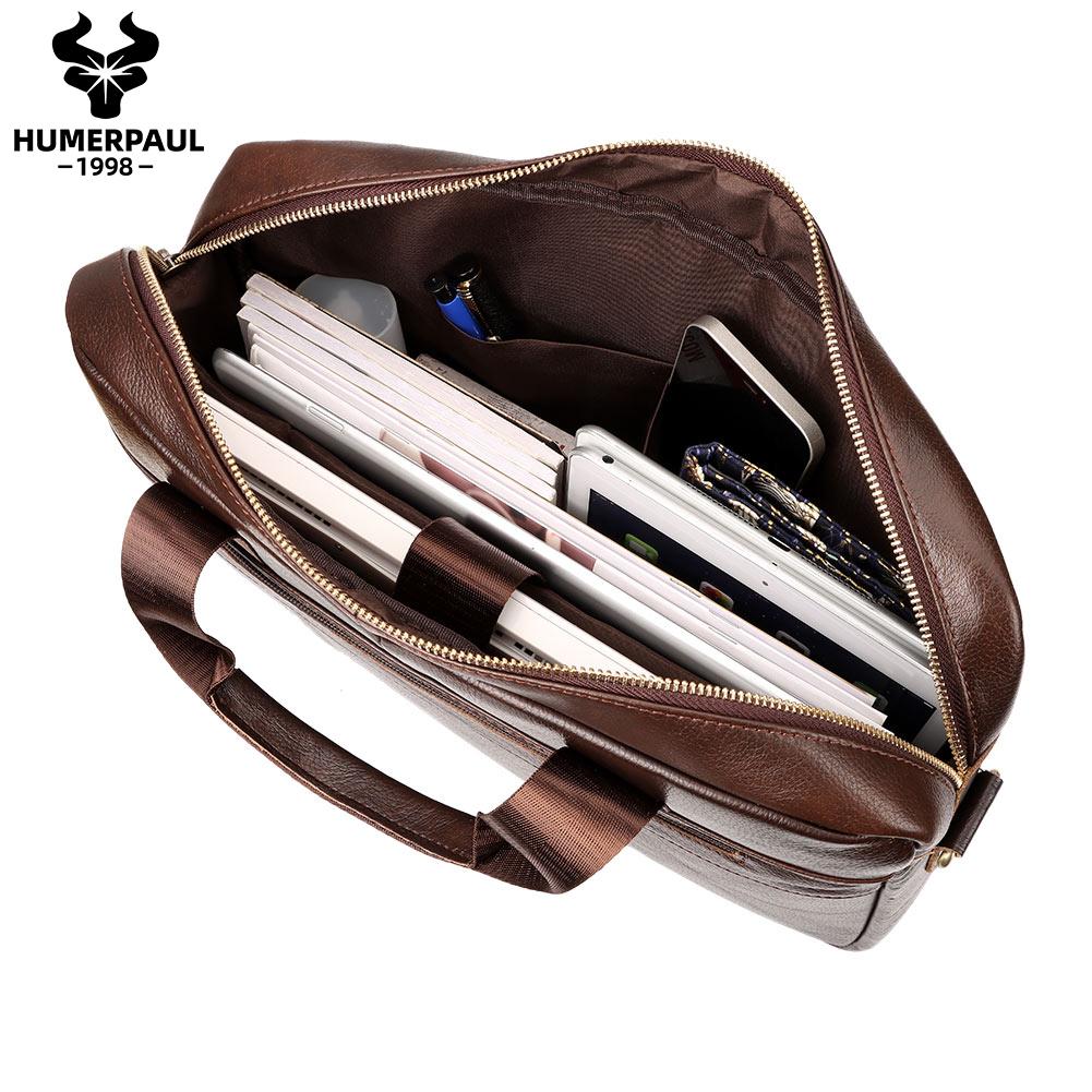 Humerpaul Мужские сумки и сумки на ремне из натуральной кожи, сумки для компьютера большой вместимости двойного назначения