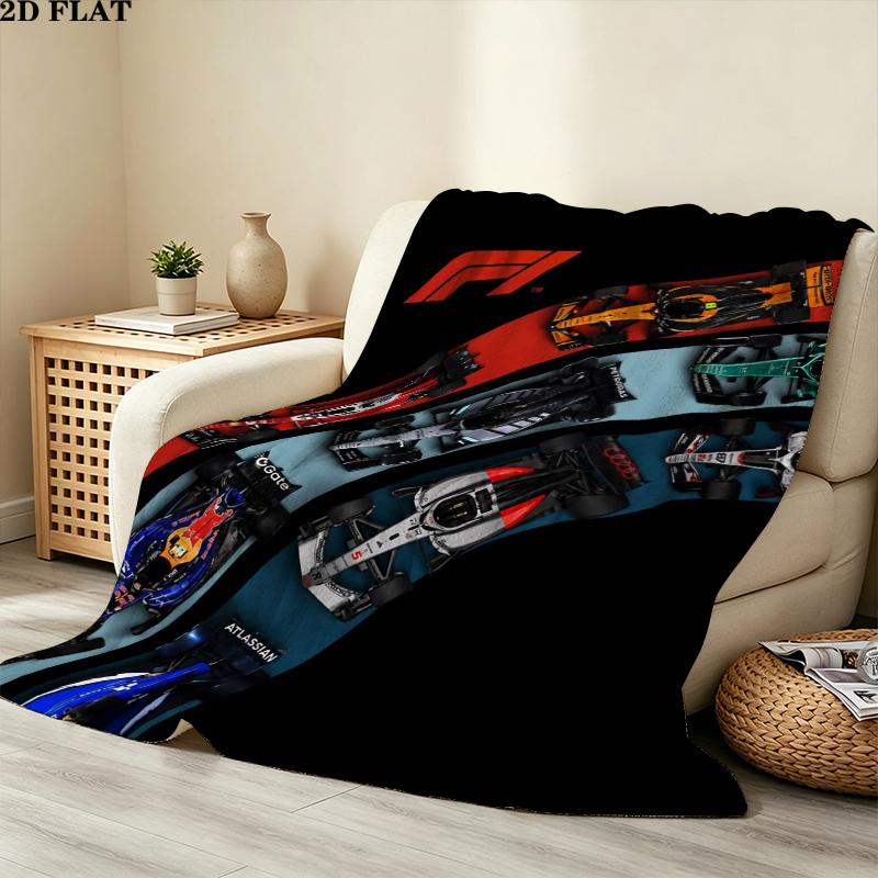 F1 Cars Print Flannel Blanket, High quality Comfortable for All Seasons, Home Decor, Warmth and Comfort, Perfect for Christmas Gifts
