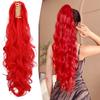 Synthetic Long Wavy Curly Claw In Ponytail Extensions Natural Looking Drawstring Ponytail Wig For Women Daily Cosplay Party Wear