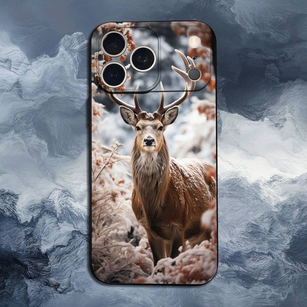 Deer Hunting Camos For iPhone 12,16,11,14,15,17,13,X,Mini,SE,XS,Plus,Pro Max,8,7,XR,Soft Silicone Black Case