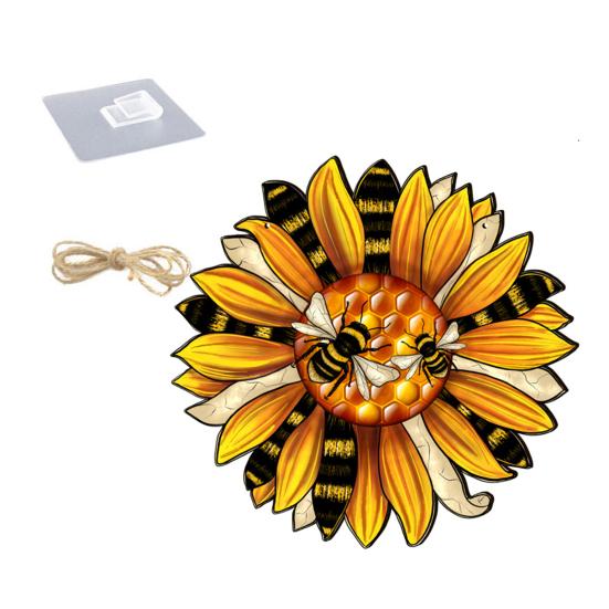Bee Sunflower Wooden Door Sign Outdoor Wall Garden Front Door Indoor Hanging Welcome Doorplate