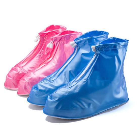 1 Pair PVC Rain Shoe Covers Zipper Closure Convenient Women Shoes Boots Overshoes
