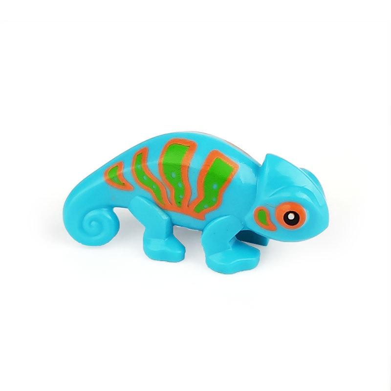 MOC 1PCS 57763 Lizard Chameleon Building Blocks Blue Green Animal 6287954 6275289 Part Brick Particle Toy Children Birthday Gift