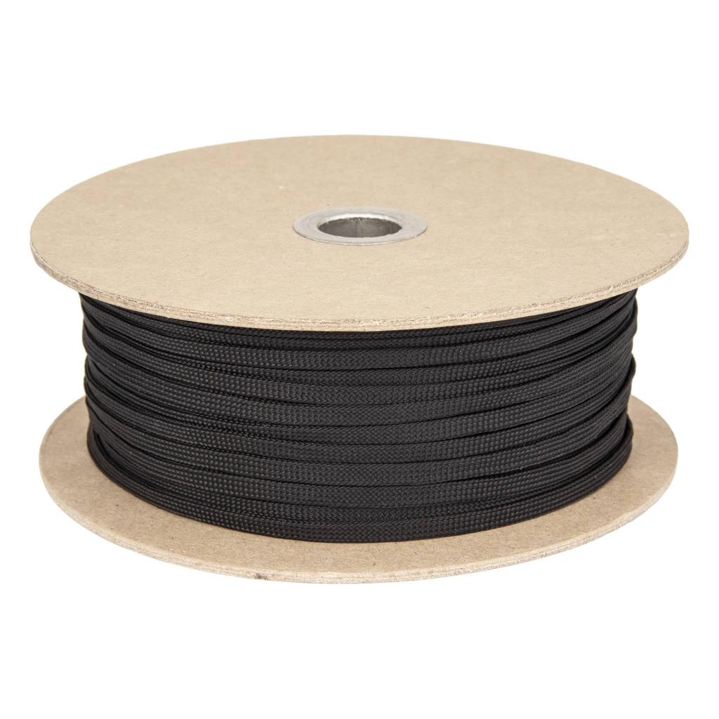 Black Dyed Nylon Filament Braided Sleeve Approximately 5mm 32-strand (flat Cord, Wide, 100m)
