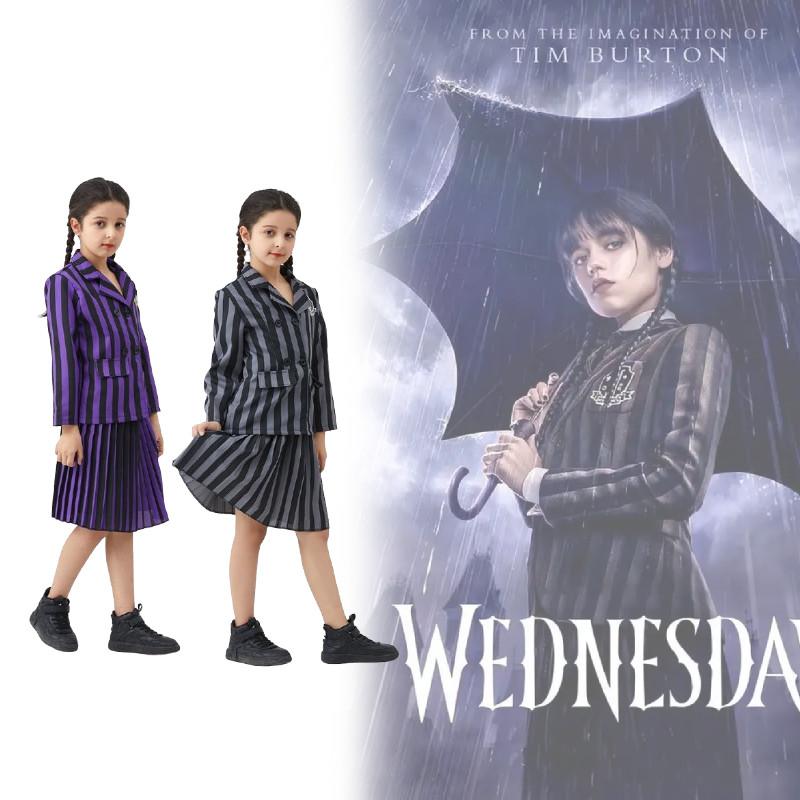 Wednesday Adams Black Dress Cosplay Attire With Comfortable Polyester For Costume Parties