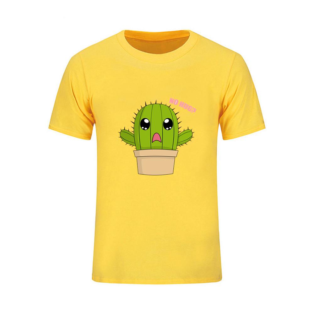 Crop Cactus Hug Pattern No Hug T Shirt Short Sleeve Custom T Shirts