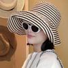 Casual Summer Folding Striped Sun Hat For Women With Uv Protection And Stylish Design