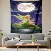 Art Tapestry - Tinkerbell Fairy Full Moon Lily Pad Pond Cartoon Art Girls Room Nursery Decor for Dorm Room