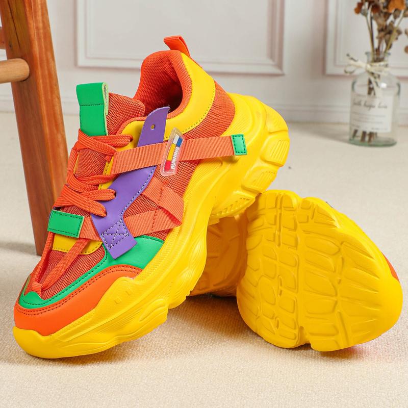 Модные массивные женские туфли на платформе, повседневные кроссовки, сетчатые кроссовки для ходьбы, дышащие, модные, платформа, "папины" кроссовки, на шнуровке