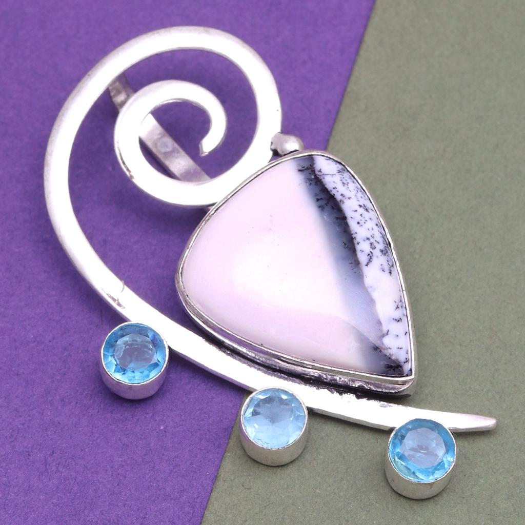 Dendrite Necklace Garnet Gifted Jewelry Opal, 18" Gemstone Opal