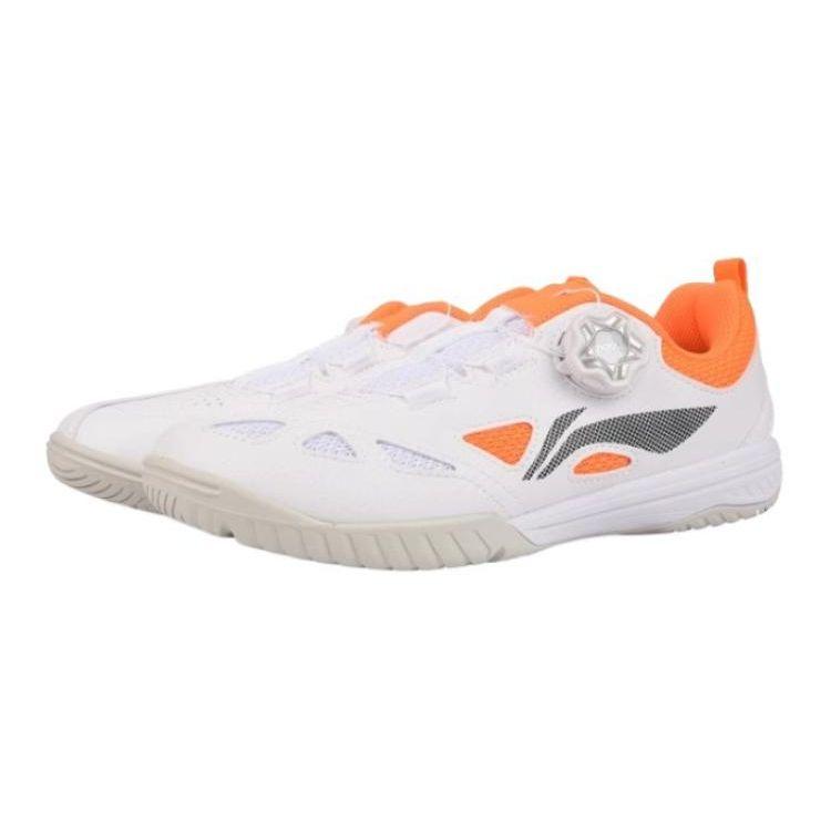 Li Ning Kids Table Tennis Non-Slip Shock Absorbing Wear-Resistant Breathable Support Low-Top Training Shoes Kids Training Shoes White Orange APTU017-1