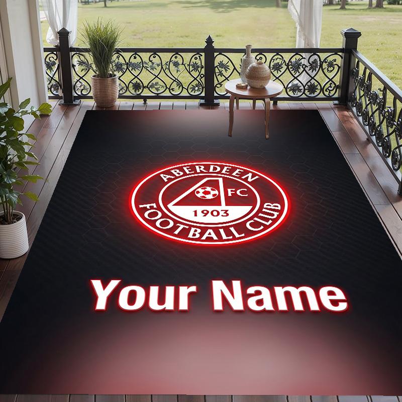 Custom Text Printed Rug Aberdeen FC Non Slip Floor Carpet For Home Room Decor
