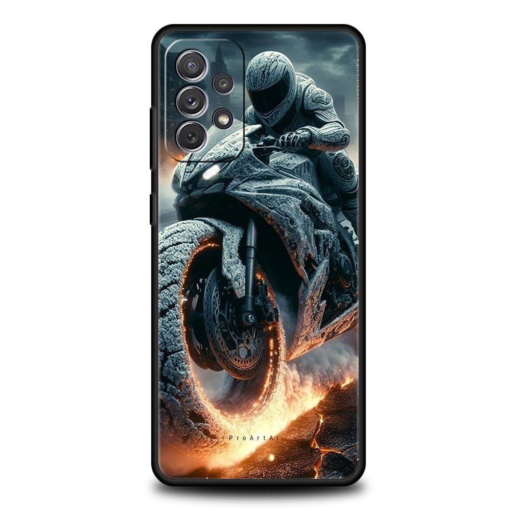 Motorcycle Phone Case for Samsung Galaxy A55 A35 A17 A07 A15 A13 A25 A51 A71 A72 A73 A32 A52 A52S A41 5G Soft TPU Shell Fundas