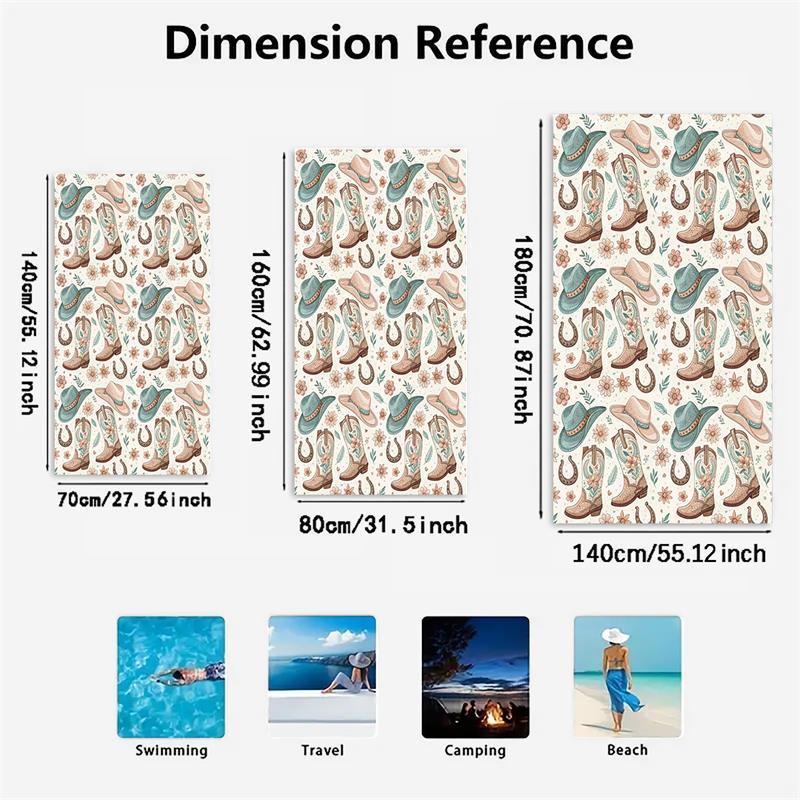 1PC Western Cowboy Beach Towel 31x51 Inch (Approx 78.7x129.5 Cm) Country Style Sand-Free Ultrafine Fiber Bath Towel Super Soft Q
