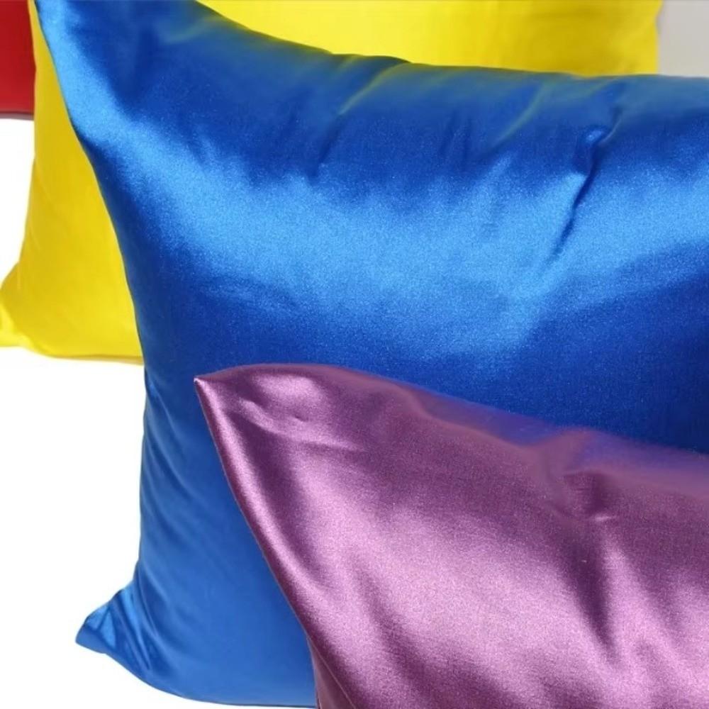 Candy Color Satin Cushion Cover Soft Solid Pillow Covers Imitated Silk Pillow Case for Sofa Chair