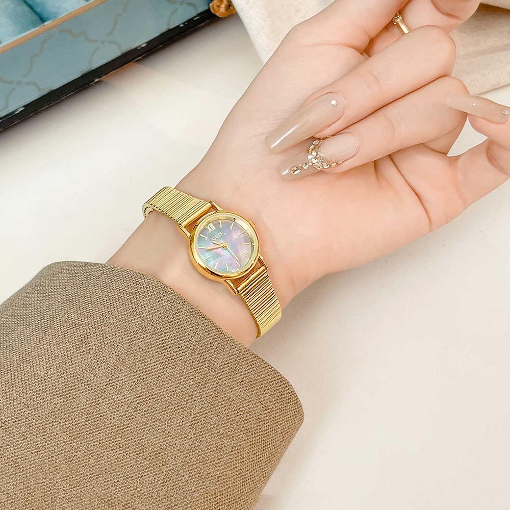 GEDI Women's Quartz Watch Steel Gold Vintage Watches Girlfriend Luxury Waterproof Fashionable Wristwatch Woman Elegant