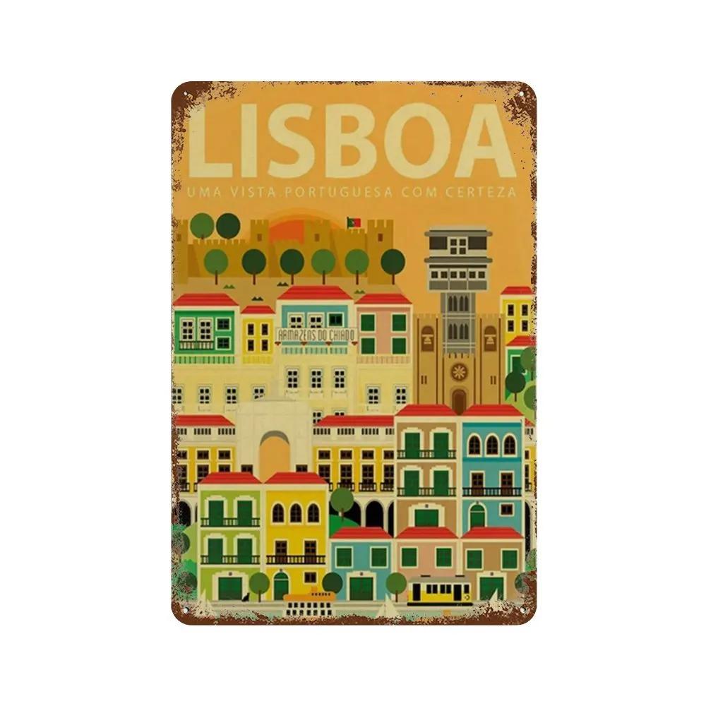 Путешествия Города Табличка Металлические Знаки Винтажный Плакат Япония Таиланд Италия Пейзаж Ретро Тарелка Искусство Живопись Домашний Бар Паб Клуб Декор