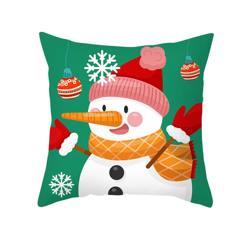 Red And Green Christmas Pattern Throw Pillow Cover With Short Plush Print For Living Room Sofa Decoration Cushion Cover