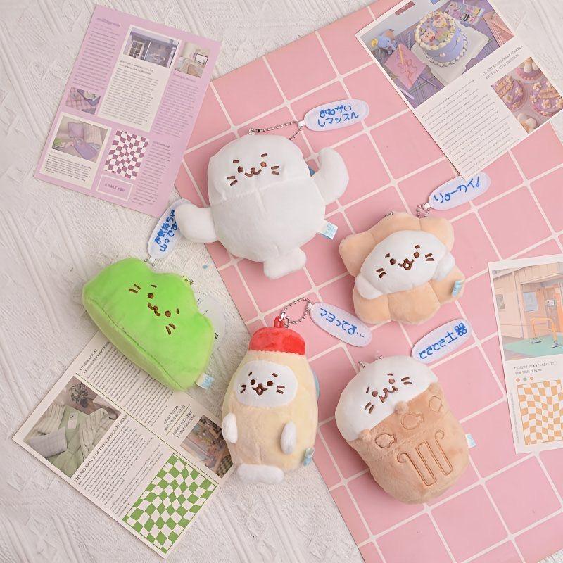 Japanese style Sea Otter Cartoon Punny Seal Plush Keychains kawaii sea lion Soft Stuffed Doll Keyring Funny bag Pendant kid Gift
