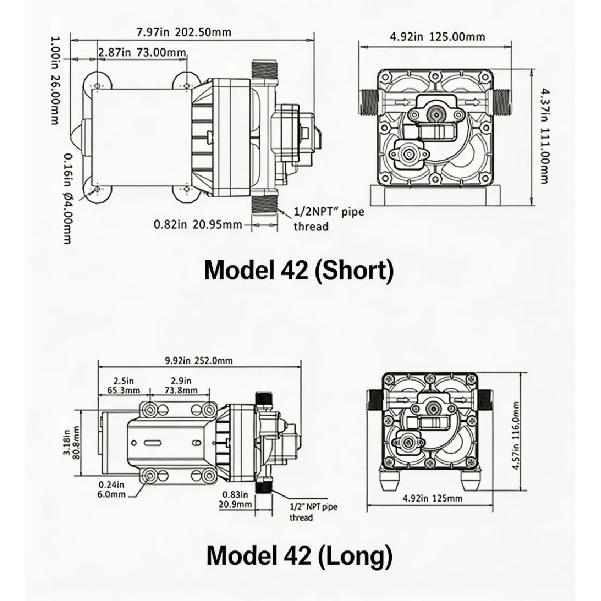 42 Series RV Diaphragm Water Pump 12V/24V Self Priming High Pressure Booster Pump for Yacht Caravan Camper Marine Water Supply