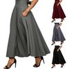 Maxi Skirt Bandage High Waist Tight A-Line Skirt Solid Color Large Hem