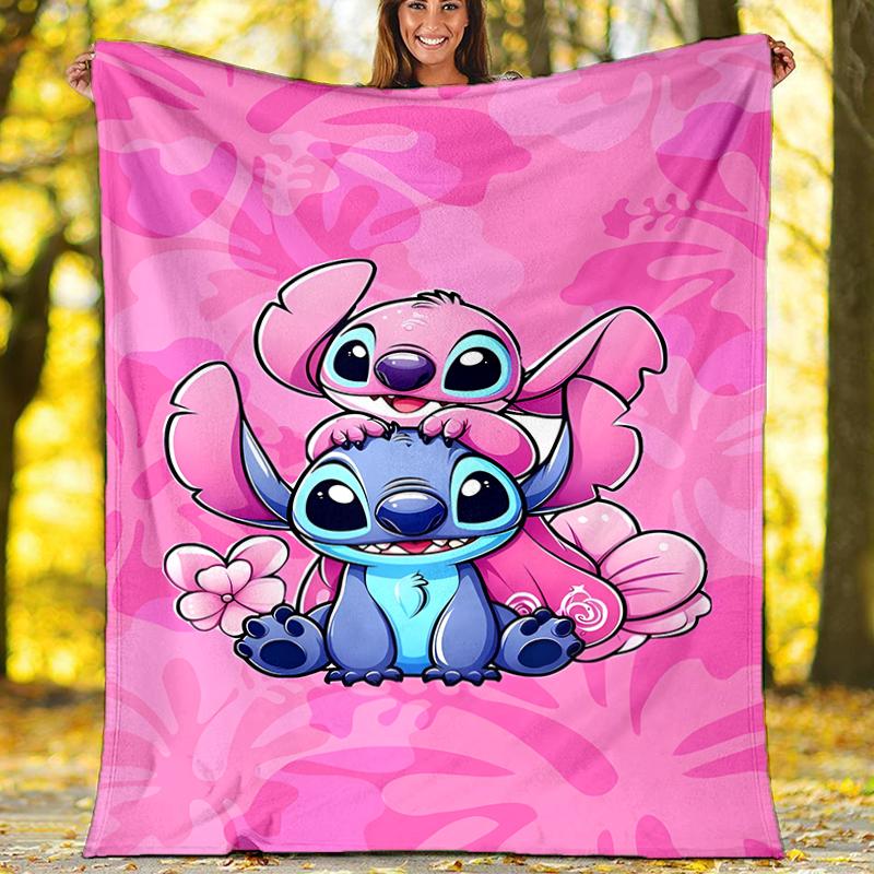 Lilo & Stitch Love Flannel Fleece Blanket Cozy Warm Throw Blanket For Couch Bed Travel All Season Use