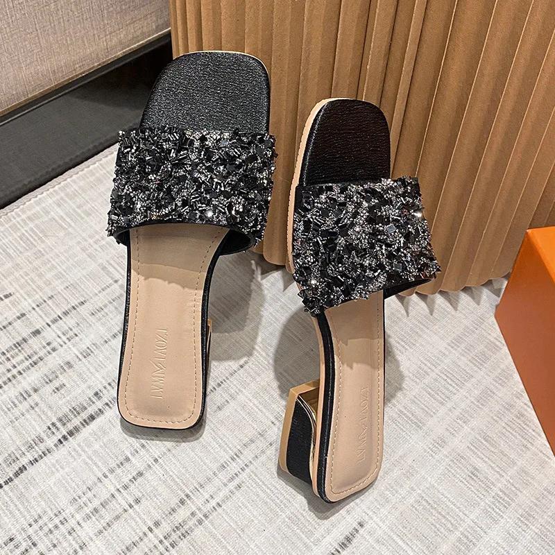 Модные классические модные универсальные женские тапочки летняя верхняя одежда тренд 2024 года новые повседневные высококачественные тапочки Water Diamond One line