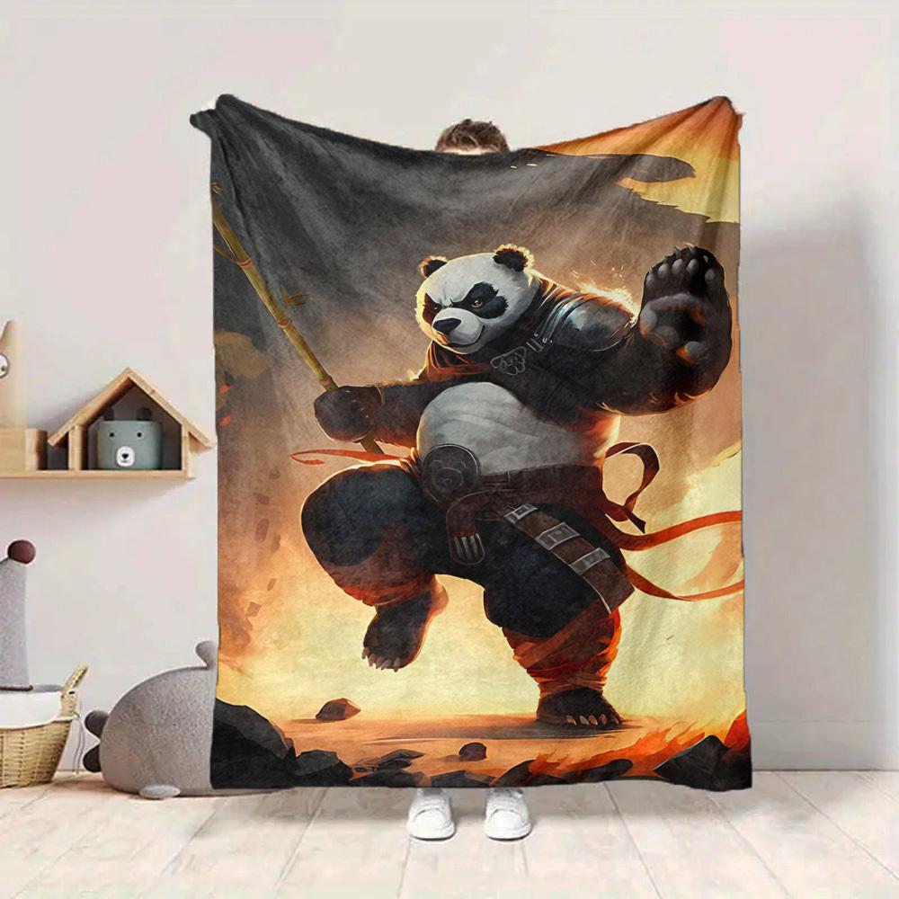 1PC Panda Warrior Blanket, Throw For Sofa, Bed, Travel, Camping, Livingroom, And Bed, Printing Blanket With Soft And Warm Fabric yy250918151