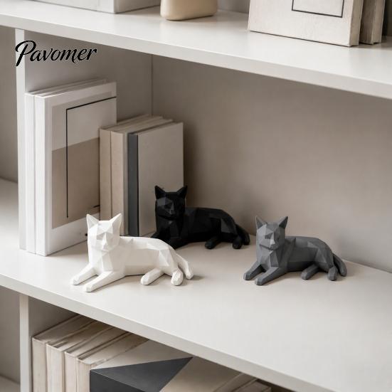 Минималистичные геометрические фигурки кошек, 3D-печатная фигурка, настольная скульптура для влюбленных, креативные настольные аксессуары, женская статуэтка маленького животного в скандинавском стиле