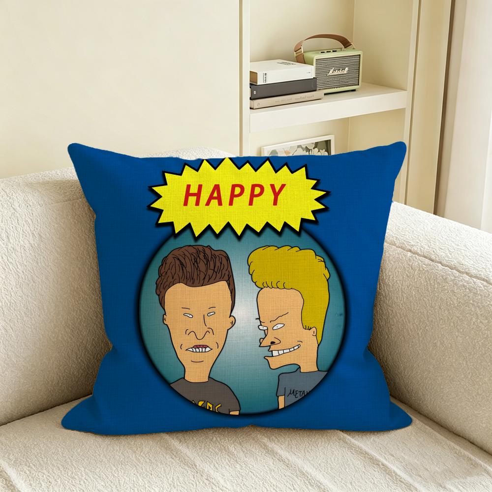 B-Beavis And Butt-Head Cushion Cover Natural Linen Pillowcase Set, All-In-One Decor For Sofa, Bedroom & Chair