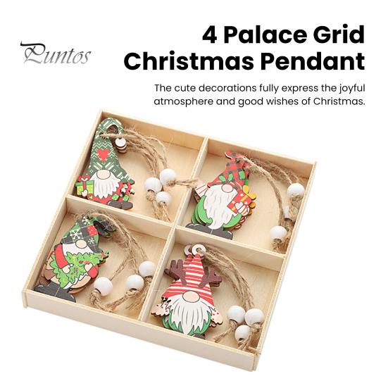 12 шт./компл., рождественские деревянные подвесные украшения в штучной упаковке, безликий гном, деревянная бусина, пеньковая веревка, рождественское елочное украшение, кулон, товары для вечеринок, подарок