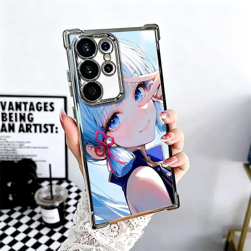 Genshin Impact Kamisato Ayaka Plating Phone Case For Samsung Galaxy S24 S25 FE S26 Edge S23 Ultra S22 S21 Plus S20 Anti-Fall Air