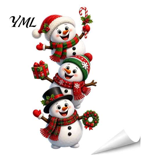 Removable Wall Stickers 3D Christmas Stickers, Self?Adhesive PVC Decals, Reindeer Santa Festive Home Decoration Gingerbread Snowman Xmas Decor