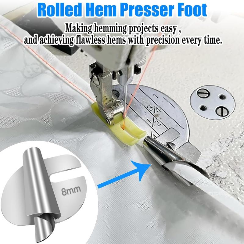 Универсальная швейная лапка для подгибки 4 шт., лапка для подгибки 7/8/9/10 мм шириной, лапка для подгибки валиком, лапка для швейной машины, подгибка для дома и промышленности