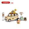Mini Camping Picnicking Building Blocks MOC Barbecue Grill Camping Tent Coffee Truck Model Toy Bricks Children Birthday Gift