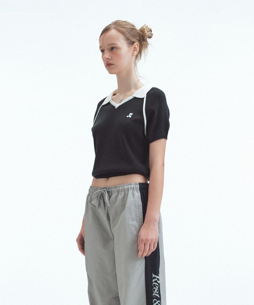 REST&RECREATION V-Neck Collar Knit Top - Navy