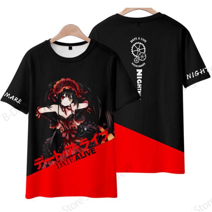Новый Аниме DATE A LIVE Токисаки Куруми 3D Печать Футболка Мужская Женская Мода Короткий Рукав Топы Футболки Японская Девушка Футболка Хип-Хоп Y2k