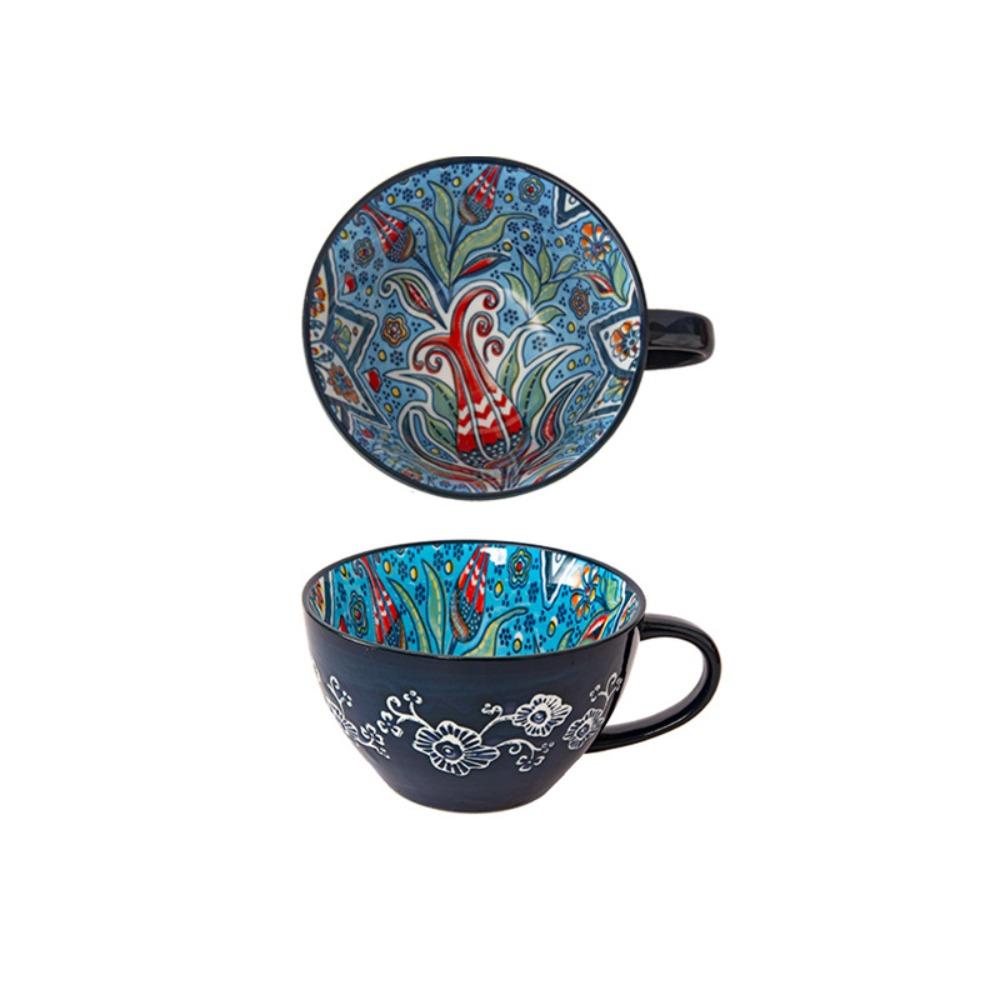 Ceramic Coffee Mug Retro Oatmeal Cup Creative Bohemian Breakfast Cup Friend Gift