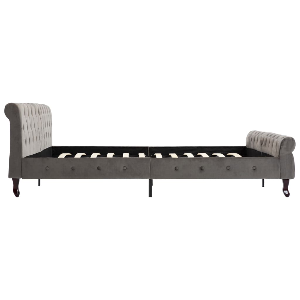 Grey Velvet Bed Frame 200x200 cm