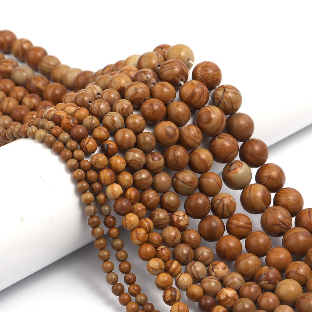 Деревянные бусины, круглые каменные свободные бусины-разделители для изготовления ювелирных изделий, 4/6/8/10/12 мм, DIY подвески ручной работы, браслеты