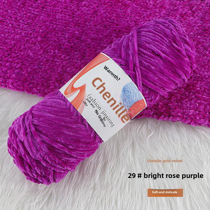 Вязаный шарф, шапка, тапочки крючком из золотистого бархата с шениллом, набор для самостоятельного вязания из кукольной шерсти