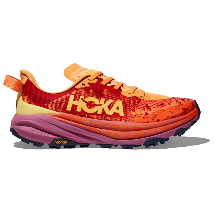 HOKA One One Удобные Мягкие Нескользящие Прочные Легкие Кроссовки для трейлраннинга с низким верхом Женские кроссовки Красно-оранжевые 1147832-SRBT