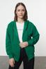 Women's Fashionable Stylish Sweatshirt Emerald Green Hooded Oversize Wide Fit Zippered Inside Fleece Knitted Sweatshirt