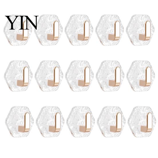 Sleek Design Wall Hooks Acrylic Adhesive Hooks, Hexagonal Wave Shape, No Drilling Easy Installation Hook, Modern Style Clear for Bathroom Kitchen