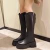 Новые женские сапоги на молнии, толстый высокий каблук, женские сапоги на толстом высоком каблуке, осенне-зимние сапоги до колена, ботильоны