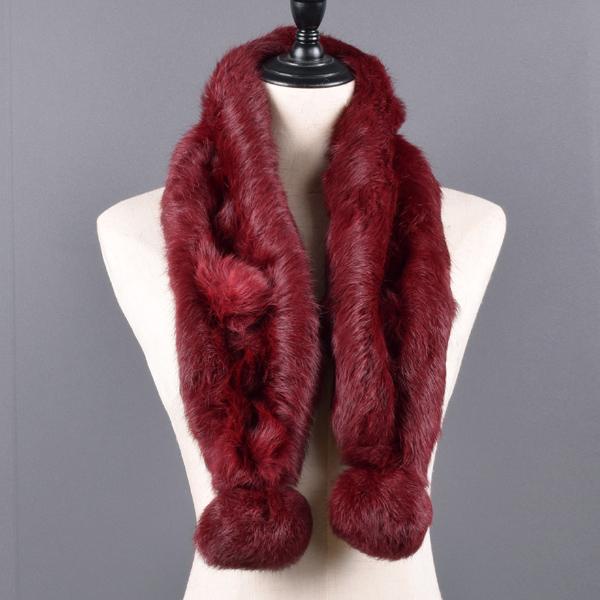 Women Winter Rabbit Fur Scarf 100% Natural Rabbit Fur Fashion Warm And Soft Neckerchief Wholesale Pompoml Fur Scarves Headbands