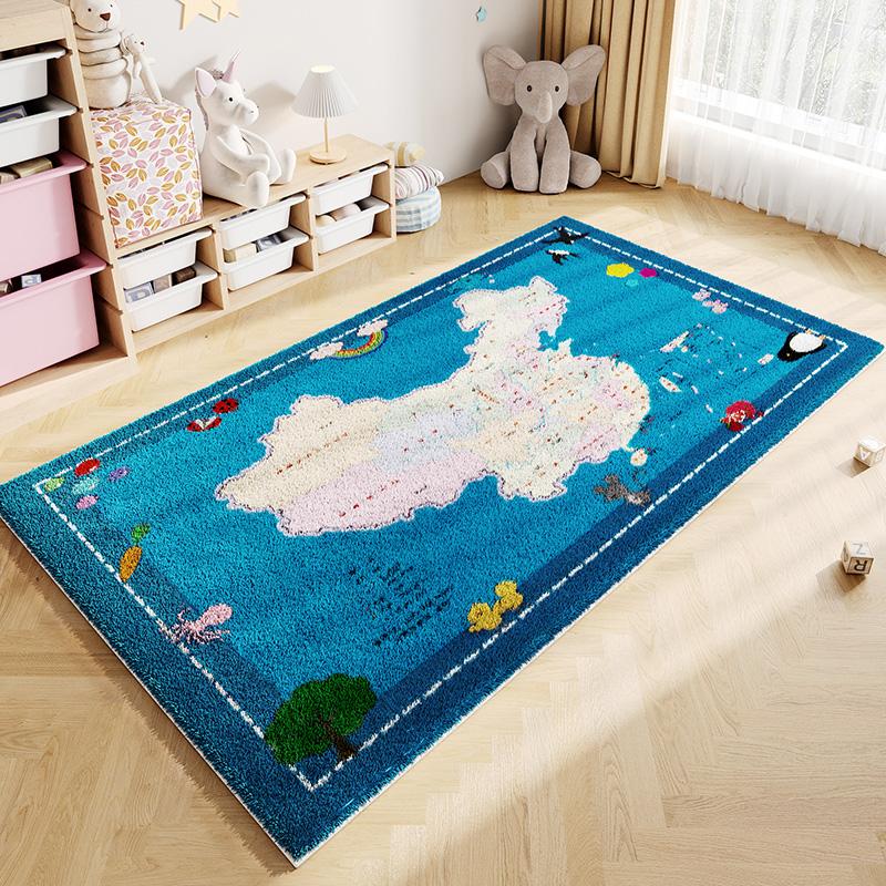 Cartoon Style Rugs for Bedroom Large Area Living Room Decoration Plush Carpet Thick Anti-slip Children Floor Mat Fluffy Soft Rug